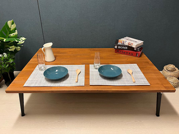 送料無料】 ローテーブル 長方形 120cm 70cm パイン オレンジ 折りたたみ脚