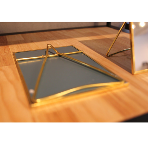 真鍮フレームミラー ブラス スタンドミラー 簡易ポケット 真鍮