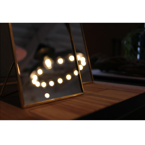 真鍮フレームミラー ブラス スタンドミラー 簡易ポケット 真鍮