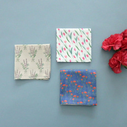 〈母の日限定〉カーネーションのハンカチとコットンハンカチ2枚boxギフト 1枚目の画像