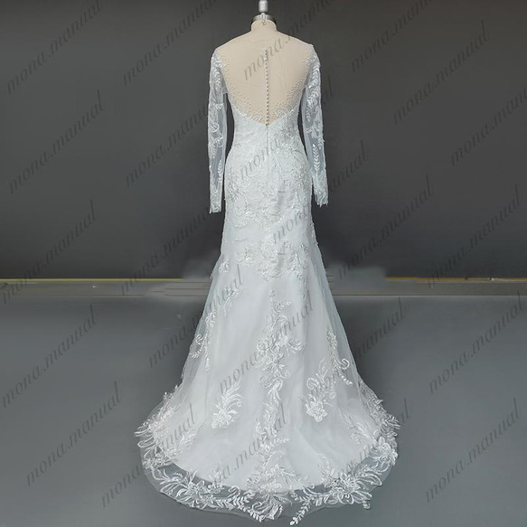 クラシカル スレンダーライン マーメイドライン ウェディングドレス 前撮りドレス 405 3枚目の画像