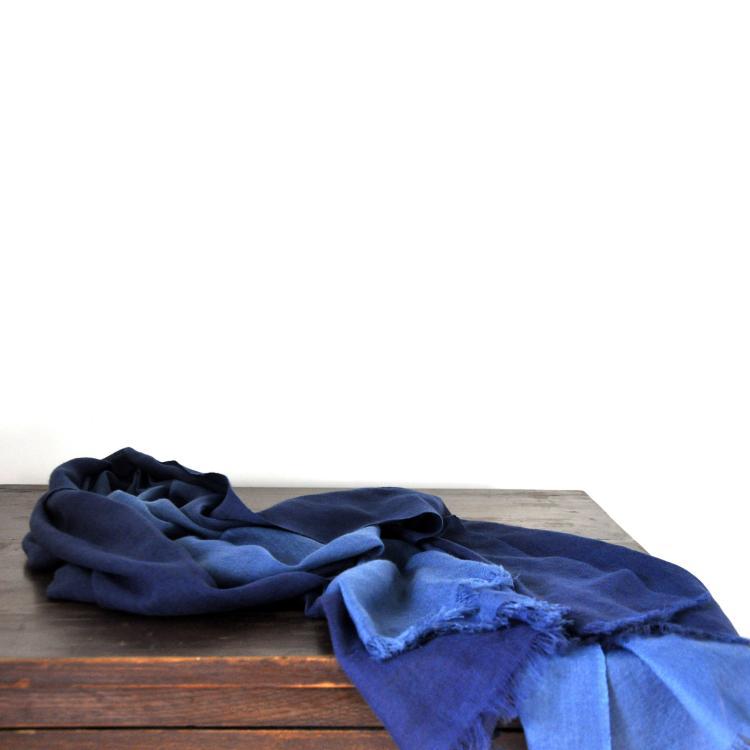 藍染80本の純羊毛マフラー植物染色スカーフストール手制草木染秋冬保温防風