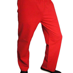 オーダーメード手作り 丈夫なプレミアム麻生地 履き心地のいい 赤 太極拳トレーニングパンツ#105 2枚目の画像