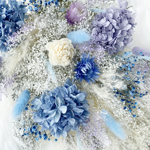 ドライフラワーブーケ　ホワイトブルー　ラベンダー ドライフラワーブーケ ホワイトブルー ラベンダー ドライフラワー
