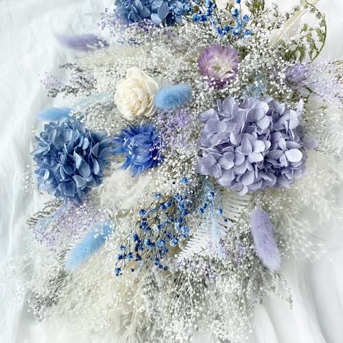 ナチュラルブーケL ブルーラベンダー ウェディング ドライフラワー