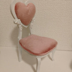 1/6ドールサイズ：シャビーホワイト/ロココ調&薔薇椅子　ベロア２種類より選択 3枚目の画像