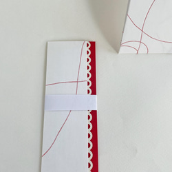 ご祝儀袋と一筆箋サイズのカードのセット 中袋 短冊付 / 糸入り和風の紙:朱・立体花色:べに 8枚目の画像