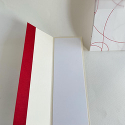 ご祝儀袋と一筆箋サイズのカードのセット 中袋 短冊付 / 糸入り和風の紙:朱・立体花色:べに 9枚目の画像
