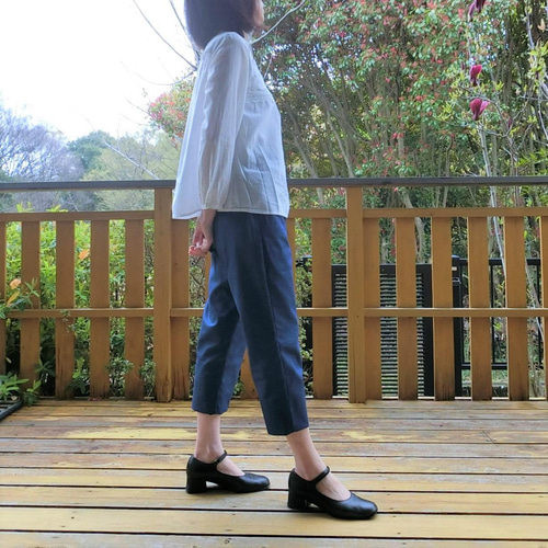 受注【ﾎﾟﾘ混デニム（薄手）】テーパードパンツ（八分丈）股下55 ｳｴｽﾄ