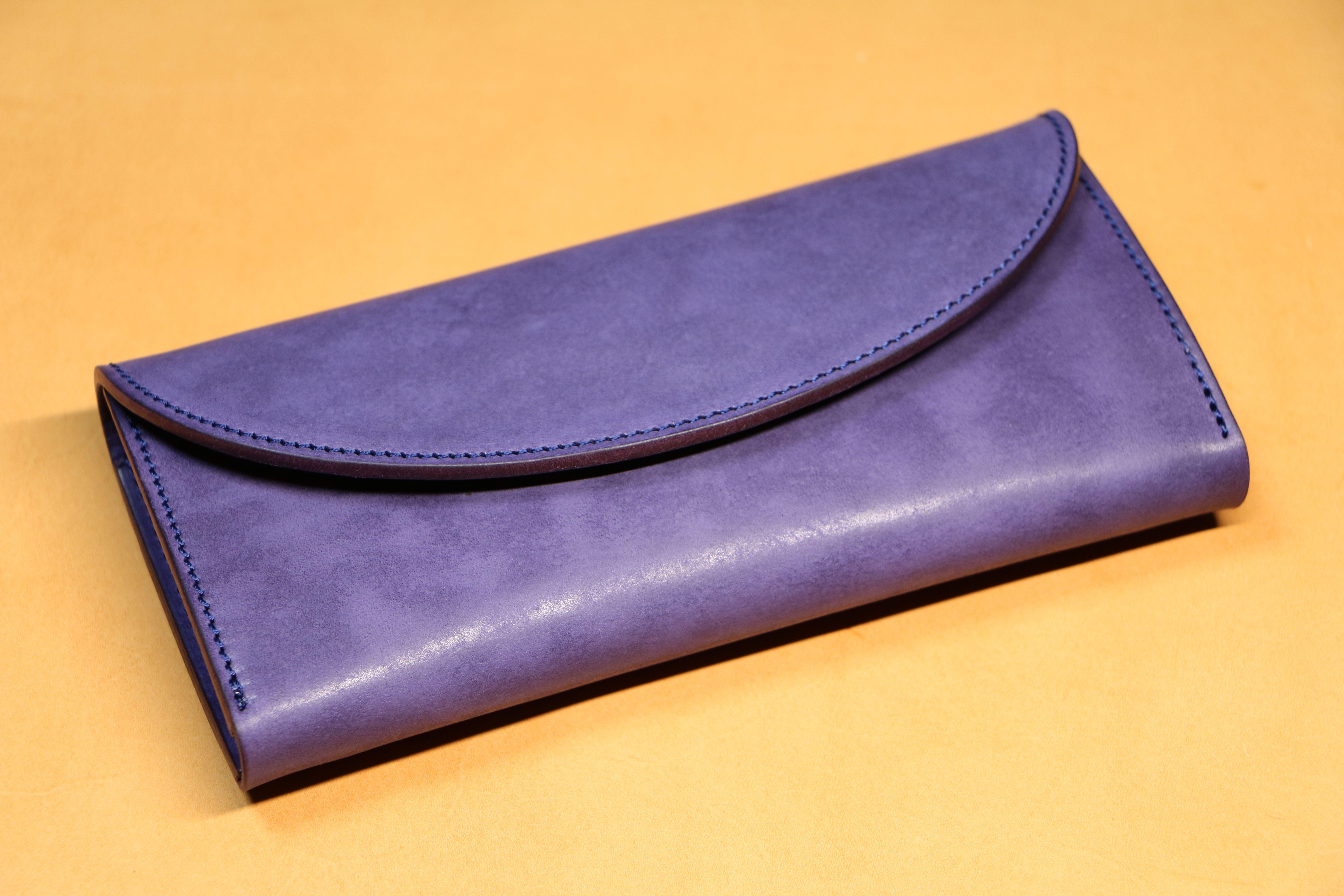 【収納たっぷり丸フラップ長財布】国産オイル パープル EA-008 22,572円