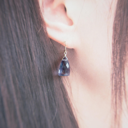 14kgf /フローライト/ピアス/ファセットカット 14KGF】フローライト／ピアスファセットカット