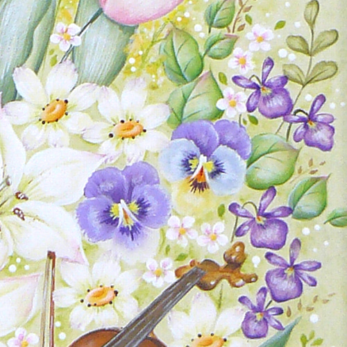 花とバイオリンのアーチフレーム❤トールペイント ウェルカムボード