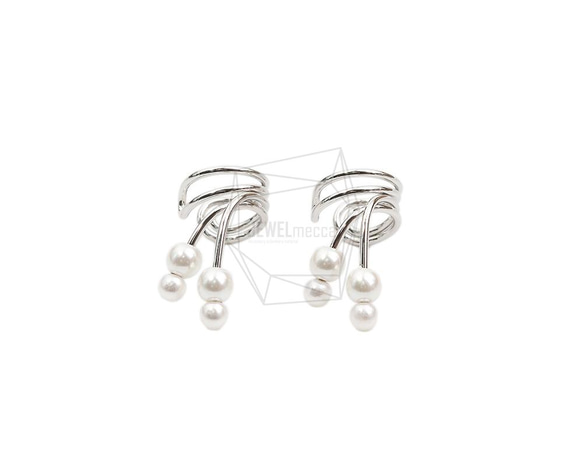 ERG-2042-R【1個入り】パールラウンドイヤーカフ/Pearl Round Earcuffs Earrings 1枚目の画像