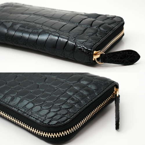 1点モノ】 高級鰐革財布 クロコダイル の ラウンドファスナー 長財布