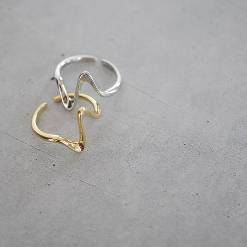 格安新品  〇オープンリング○シルバー925／ウェーブリング（ゴールド アクセサリー