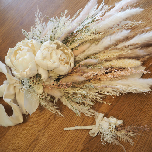 ウェディングブーケ ブートニアセット✿ ブーケ maaaachin 通販