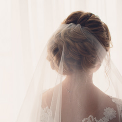 ギャザーなし＊透明感の高い上品キレイなシンプルベール（120㎝）[Off