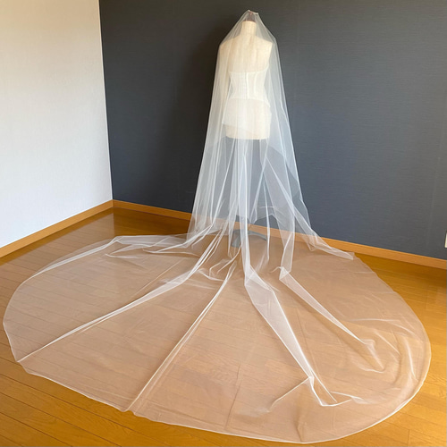 ギャザーなし＊ワイド3m幅＊上品キレイなシンプルベール（300