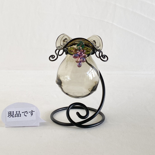 美品　ガラス　ヴィンテージ　花飾り　ワイヤーで自由に飾れる　ガラスの色合が美しい ヴィンテージガラスオーナメントと小鳥のオーナメント4点セット