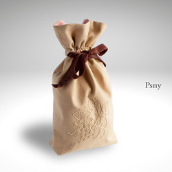 PSNY 送料無料 手刺繍の巾着袋 スワトウ刺繍　BG11 1枚目の画像