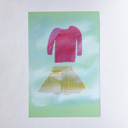（混ぜOK）薄手のセーターと軽いスカート・ポストカード4枚 4枚目の画像