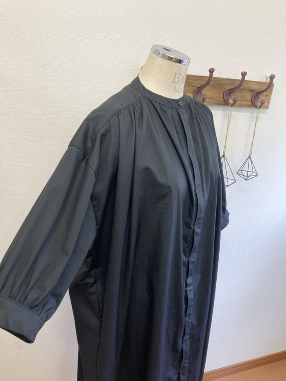 促銷價 成人連衣裙❤️ 縮褶四分之三袖襯衫連衣裙 黑色（尺碼不限 LL） 第13張的照片