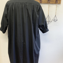 促銷價 成人連衣裙❤️ 縮褶四分之三袖襯衫連衣裙 黑色（尺碼不限 LL） 第19張的照片