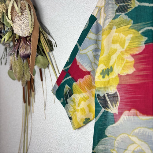 絹正絹.銘仙反物からリメイク.ワンピース 着物リメイク ワンピース 銘仙 | FLOWER & BOWL