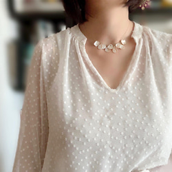 桜の花びら・ほんのり春色ピンク・ペダルパールのネックレス（k14gf