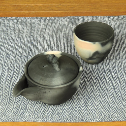 備前焼　宝瓶　和樹　急須　煎茶器　急須 原田拾六 魚つまみ宝瓶 備前焼急須 満容量160ml 薪窯焼成 無釉焼〆