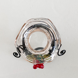 葡萄ビーズ飾りガラス製フラワーベース・ピンク・アルミワイヤー(黒色) 8枚目の画像