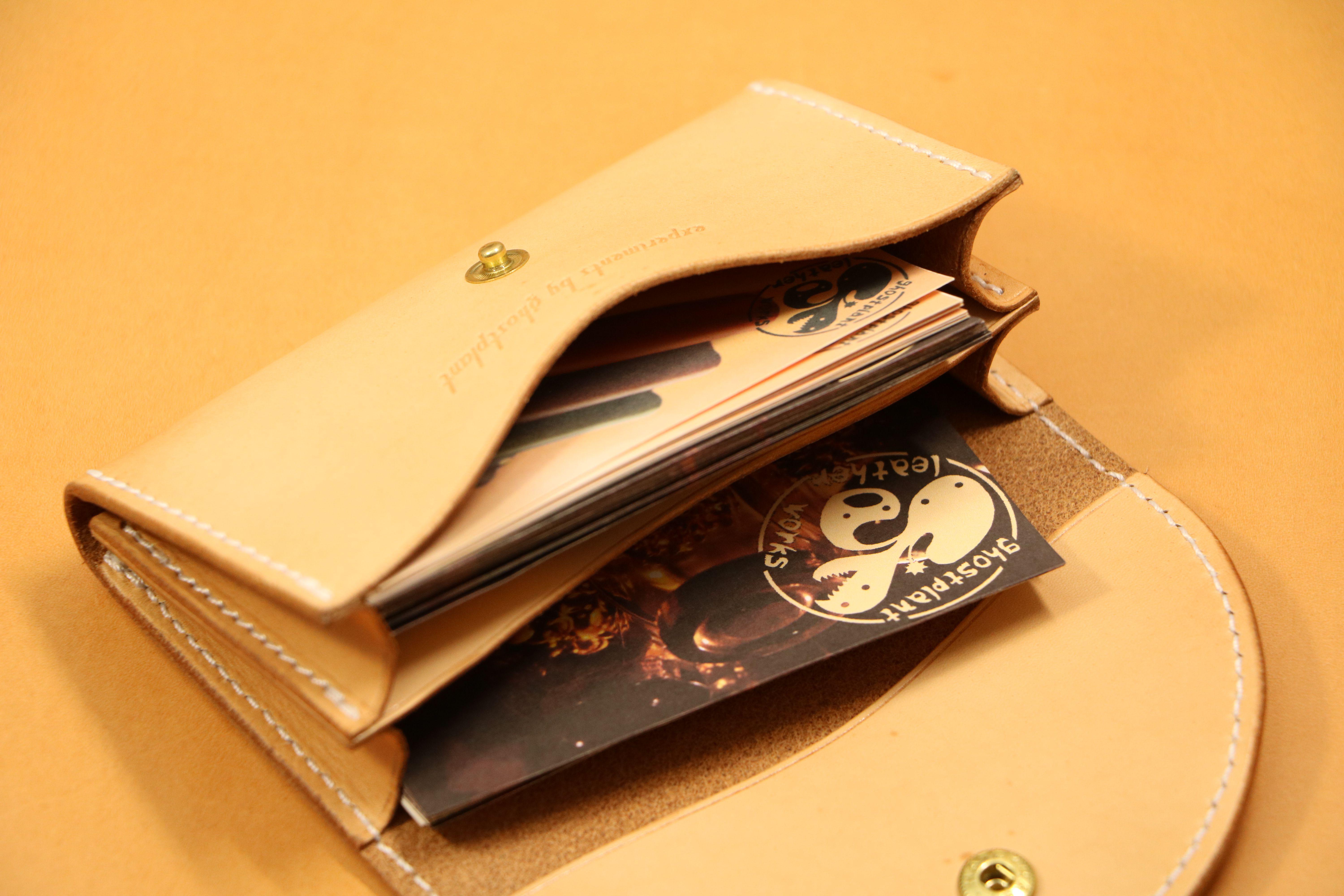 【丸フラップ名刺入れ】国産オイル グレー EC-004L