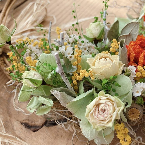 ハーフリース レモンスライスとラナンキュラス リース mou 通販