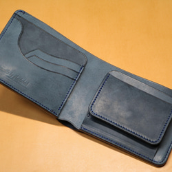 【インポケット二つ折り財布】国産オイル ネイビー ED-014 4枚目の画像