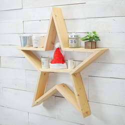 木の星形壁掛けシェルフ L【受注】 壁掛けラック・ウォール