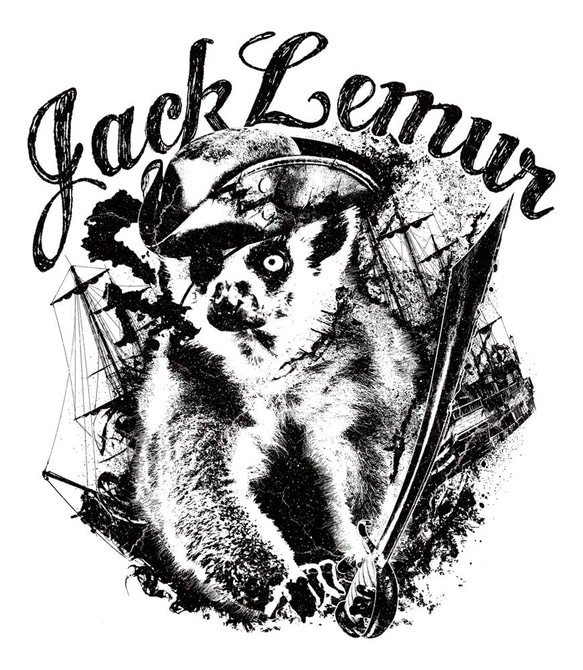 キツネザル海賊Tシャツ「JackLemur」 2枚目の画像