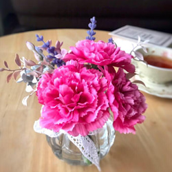 華やかカーネーションのアレンジ　マジカルウォーター　光触媒　ラッピング無料　母の日 4枚目の画像