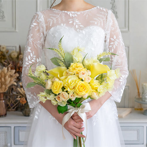 ローズのアーティシャルフラワーブーケ　ブートニア付き アーティフィシャルフラワーブーケブートニア付き