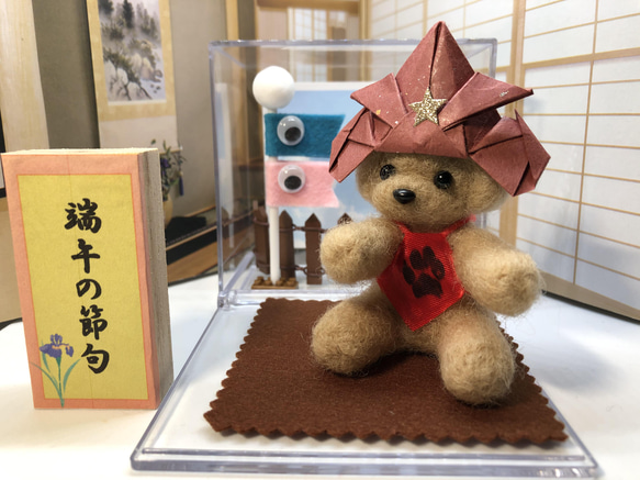 羊毛フェルトトイプードル金太郎 端午の節句飾り