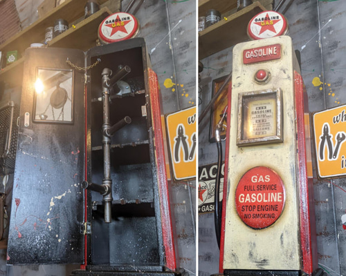 鉄製多機能ヴィンテージガソリンポンプモデル装飾品屋内外のディスプレイ収納機能付き 鉄製多機能ヴィンテージガソリンポンプモデル装飾品屋内外の