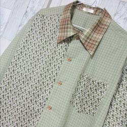 チェックとペイズリーのパターンシャツ　ブラウス　メンズ　レディース 7枚目の画像