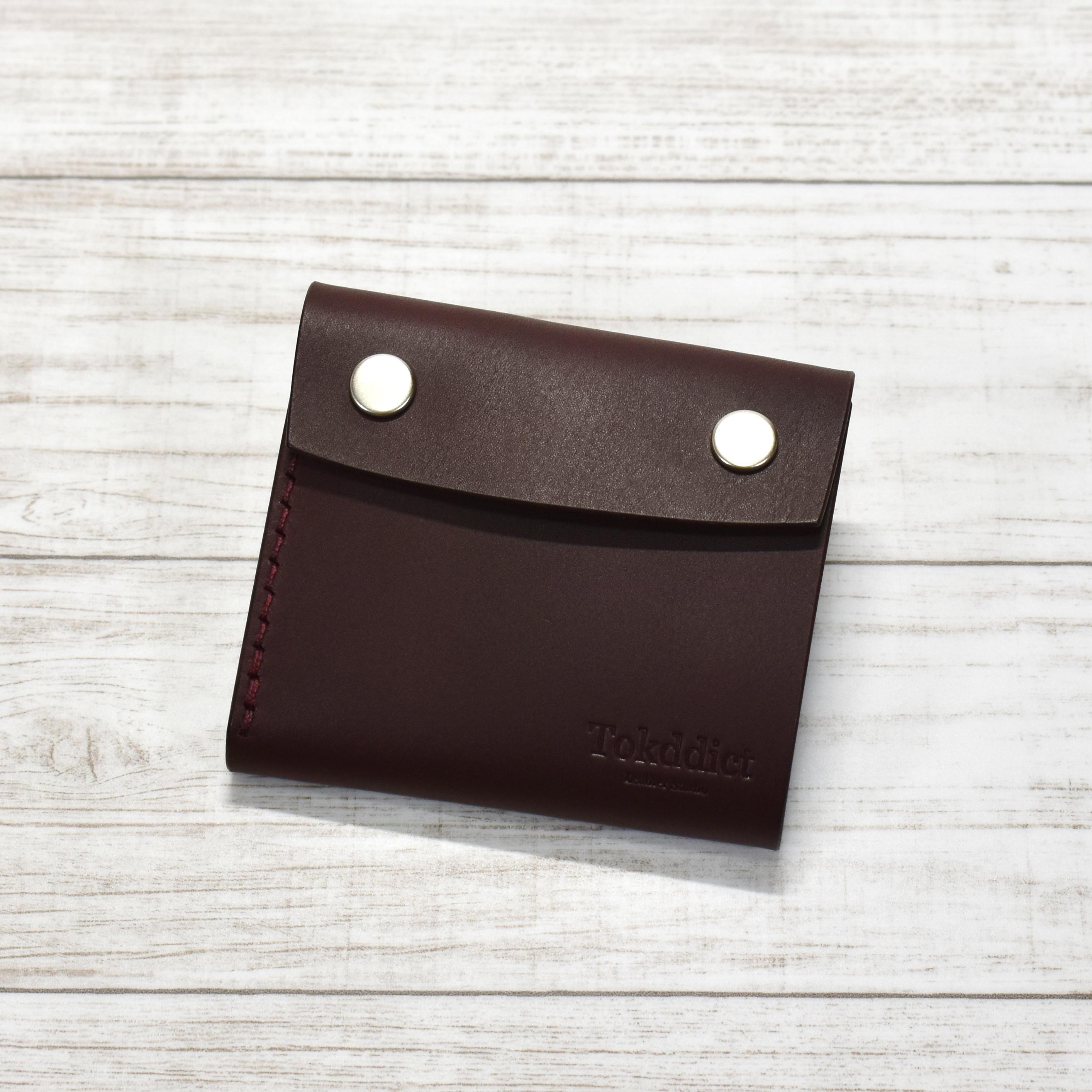 小銭入れ感覚で使える お札を折らずにしまえるミニウォレット ボルドー イタリアンレザー【受注製作 左利き用選択可能】