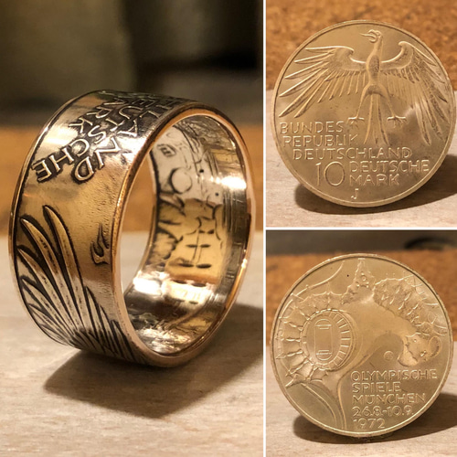 旧ドイツ10マルク銀貨 ミュンヘン コインリング 指輪・リング