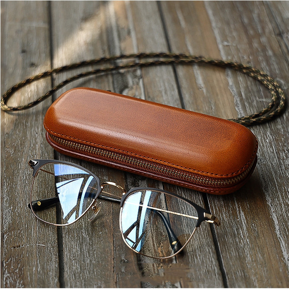 本革メガネケース　6色　名入れ対応　上質な本革　サングラス　ペンケース　筆箱　小物ケース　レザー 1枚目の画像
