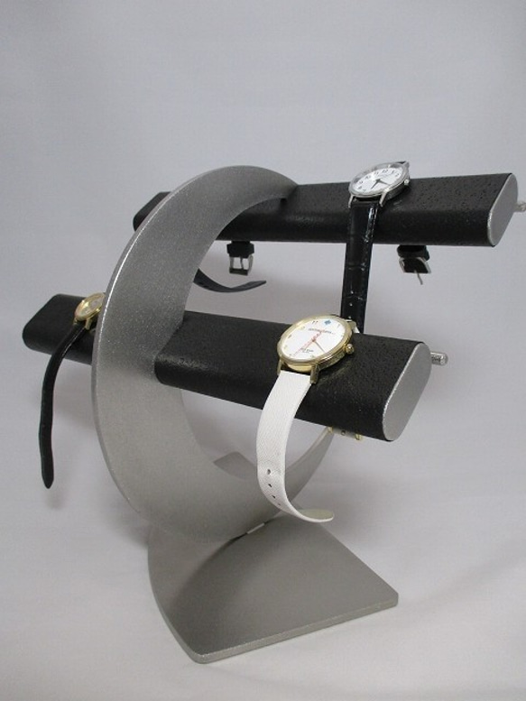 ウォッチスタンド　ブラック革バンド専用三日月腕時計スタンド 　受注生産　No.170406 9枚目の画像