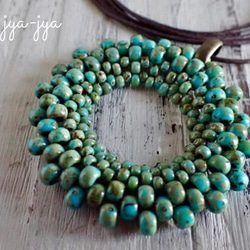 【新色】circle beads necklace - turquoise、yellowgreen 2枚目の画像