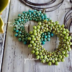 【新色】circle beads necklace - turquoise、yellowgreen 1枚目の画像