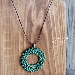 【新色】circle beads necklace - turquoise、yellowgreen 4枚目の画像