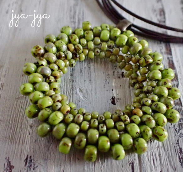 【新色】circle beads necklace - turquoise、yellowgreen 3枚目の画像