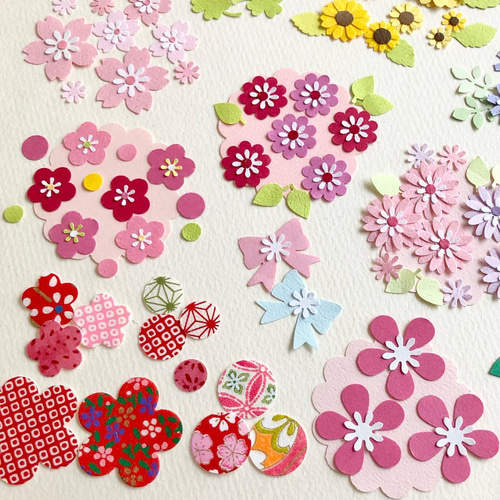 クラフトパンチ可愛いお花いろいろ〜アルバム メッセージカード 壁飾り